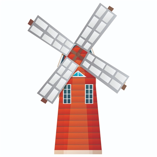 At the Farm Theme Windmill Transparent Sticker